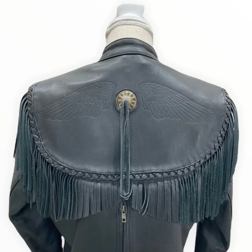 HARLEY-DAVIDSON Willie G Genuine Leather Women’s Black Fringe Jacket Sz Medium - Picture 11 of 16
